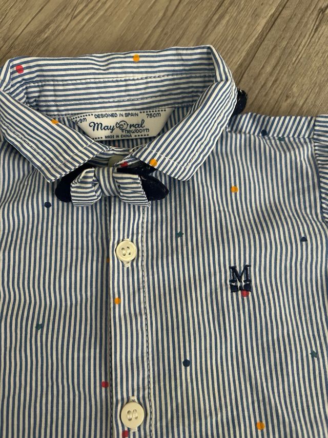 Camisa bebé rayas con pajarita