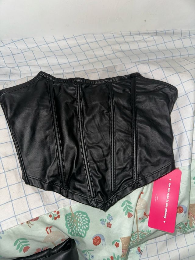 Top Corsé Negro Piel Sintética