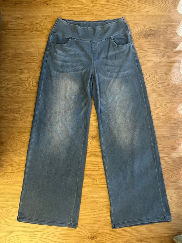 Pantalón elástico ancho mujer