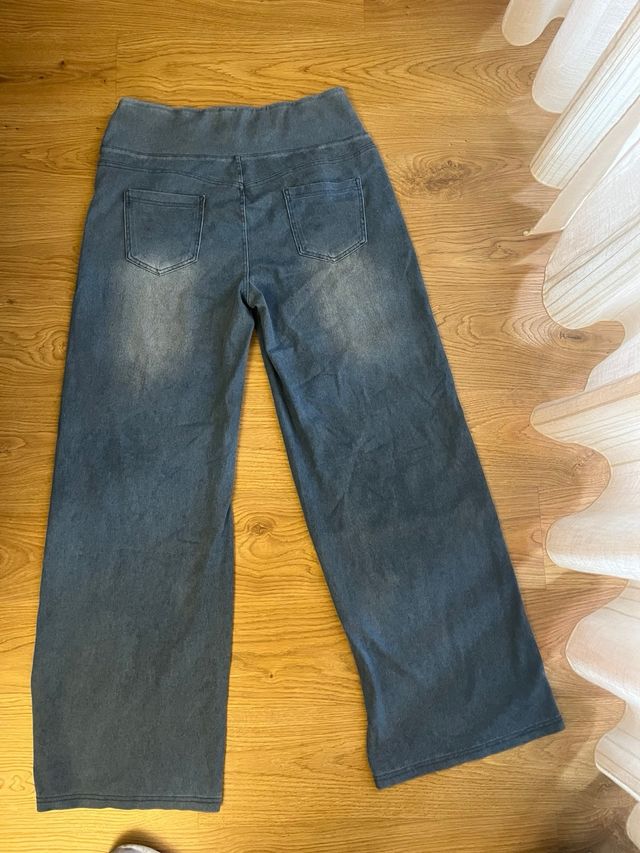 Pantalón elástico ancho mujer