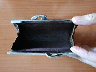 Monedero de piel mujer, vintage años 70