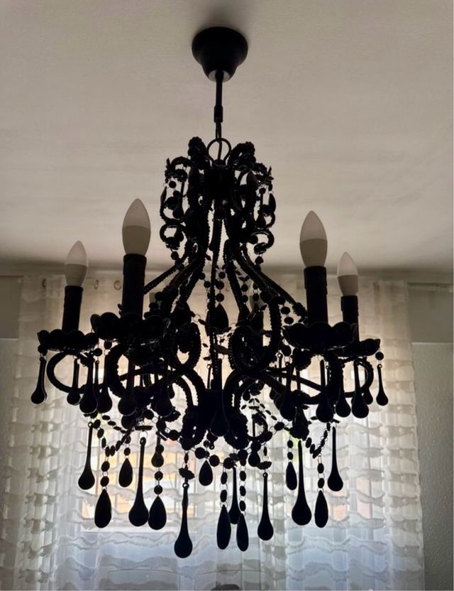 Lámpara de techo negra de cristal