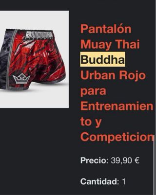 Pantalón Kick Boxing Buddha Fightwear Rojo/Negro