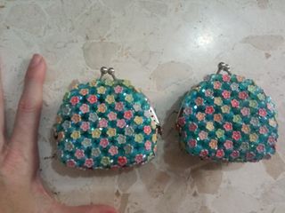 Lote 2 monederos flores turquesa vintage