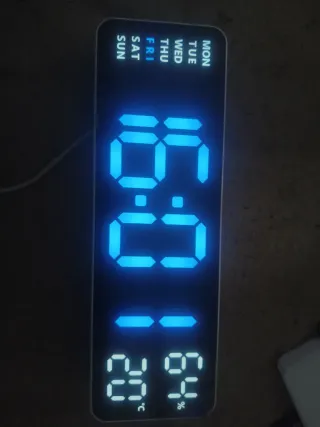 Reloj Digital LED Pantalla Azul/Blanco