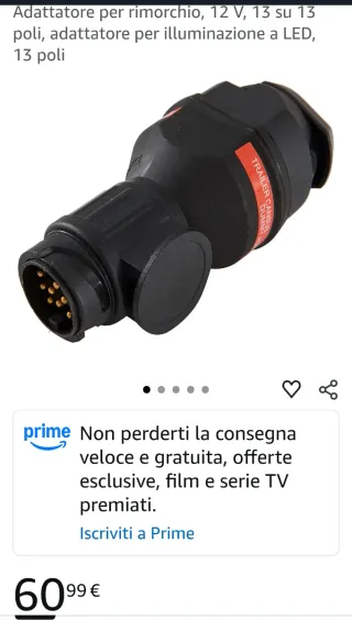 Adattatore rimorchio 12V 13 poli LED
