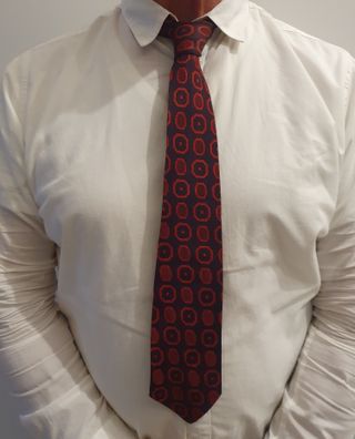 Cravatta vintage Rhodia seta rossa/viola