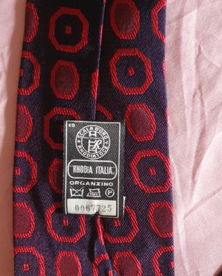 Cravatta vintage Rhodia seta rossa/viola