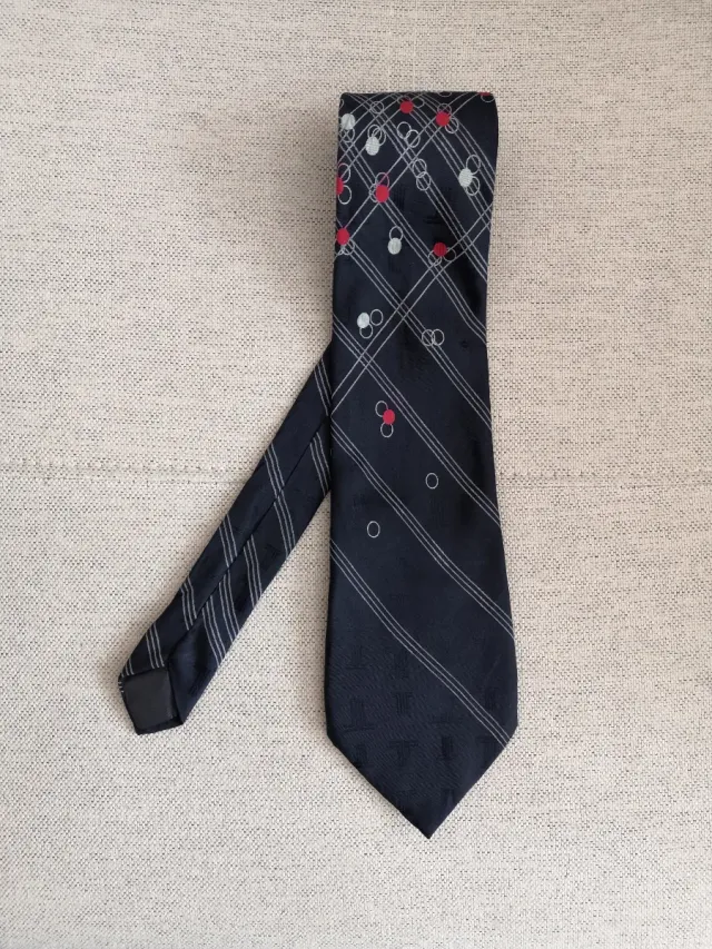 Corbata seda azul marino con estampados