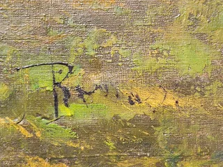 Quadro antico olio su tela paesaggio montagna