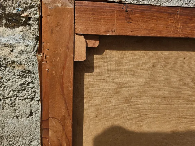 Quadro antico olio su tela paesaggio montagna