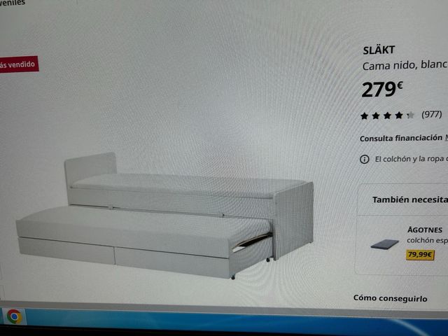Cama nido SLÄKT Ikea blanca
