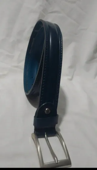 Cintura Vera Pelle Blu - Made in Italy
