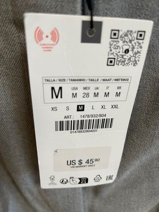 Pantalón Zara Gris Mujer. nuevo con etiquetas