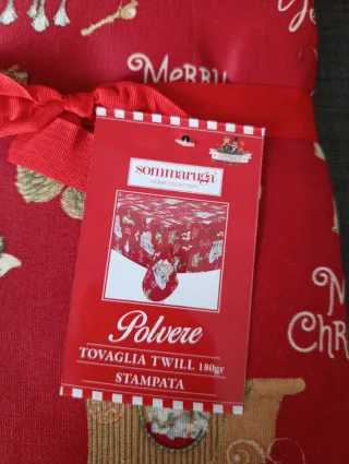 Tovaglia natalizia Sommaruga 12 posti rossa,nuova