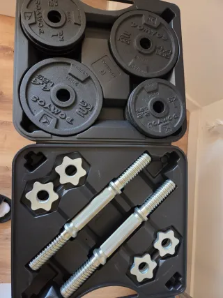 Mancuernas ajustables con maletín + mancuernas 10k