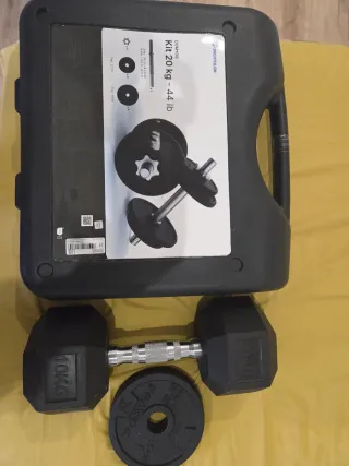 Mancuernas ajustables con maletín + mancuernas 10k