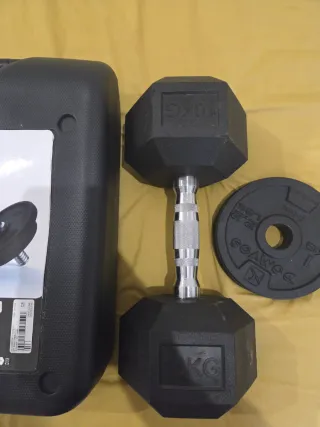 Mancuernas ajustables con maletín + mancuernas 10k