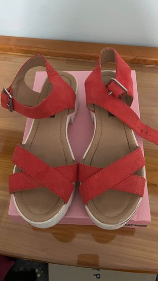 Sandalias Verano Rojas y Blancas