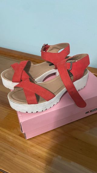 Sandalias Verano Rojas y Blancas