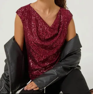 Top Lentejuelas Rojo, Ideal fiestas navideñas