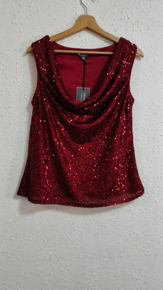 Top Lentejuelas Rojo, Ideal fiestas navideñas