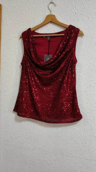 Top Lentejuelas Rojo, Ideal fiestas navideñas