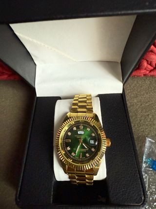 Reloj Day-Date Esfera Verde Diamantes