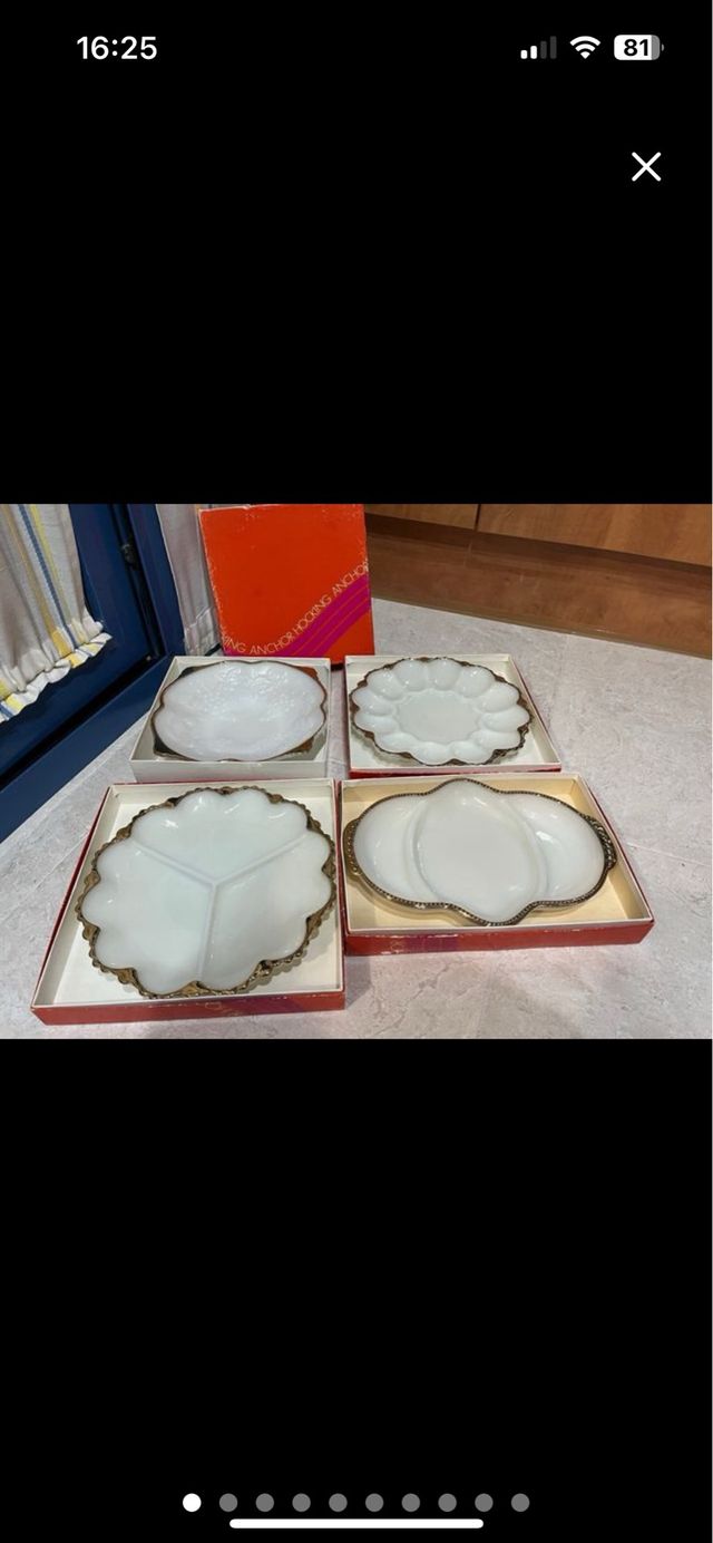 Conjunto 4 piezas vidrio opalino Anchor Hocking