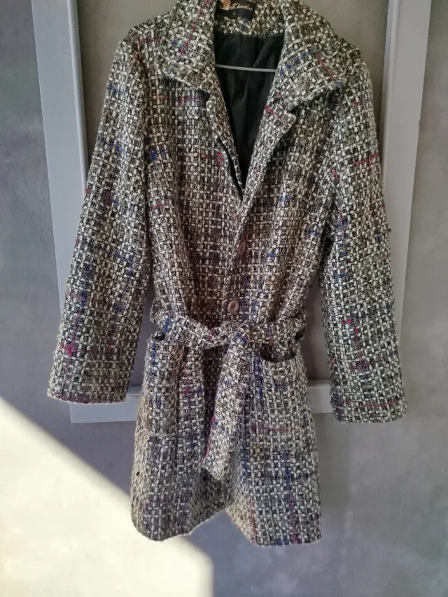 Abrigo mujer gris multicolor