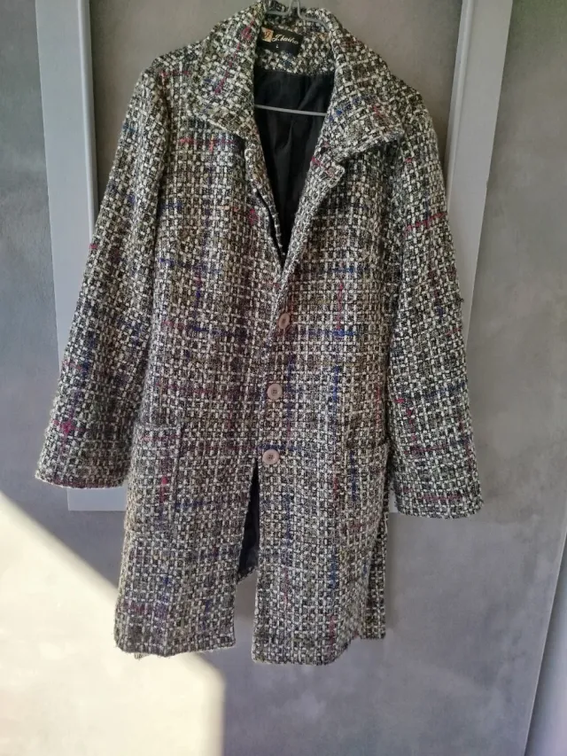 Abrigo mujer gris multicolor