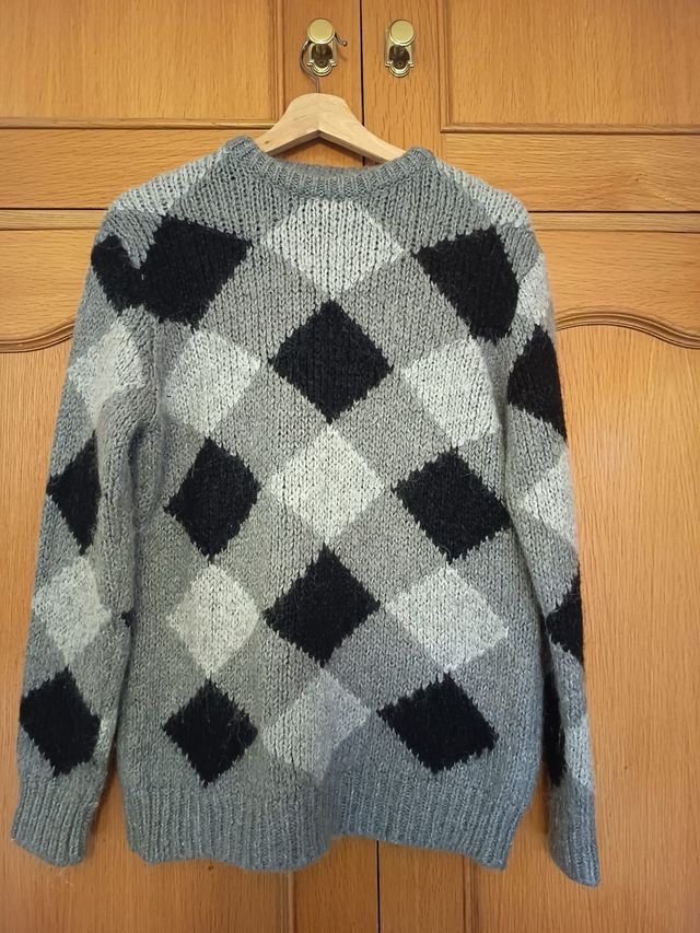 Jersey Zara rombos gris y negro