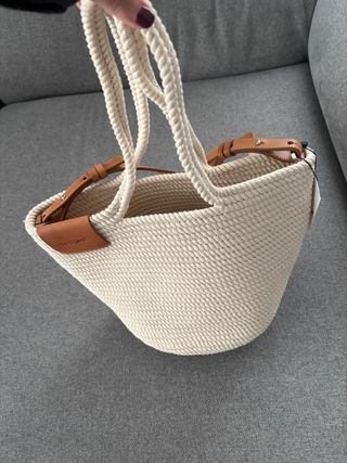 Bolso Cesta Desigual Trenzado Blanco