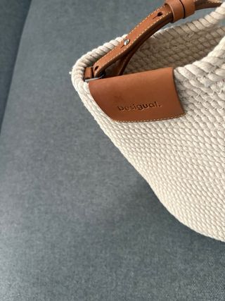 Bolso Cesta Desigual Trenzado Blanco