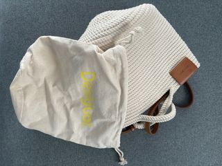 Bolso Cesta Desigual Trenzado Blanco