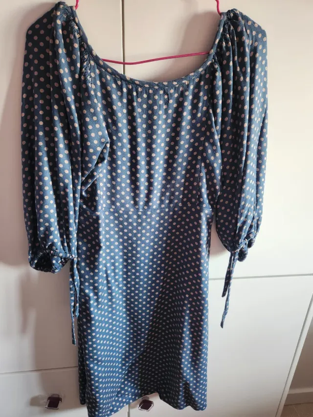 Vestido lunares azul y beige Talla S-M