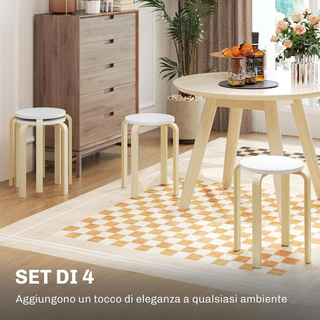 Set 4 Sgabelli Impilabili Rotondi, Set Sgabello Le