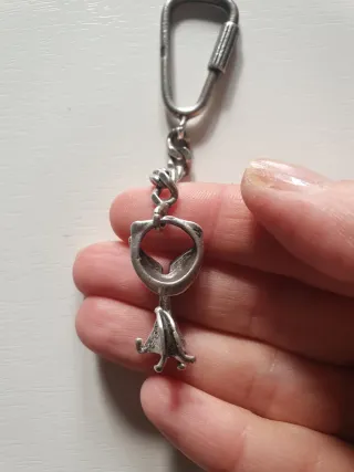 Portachiavi gatto argento vintage anni '70