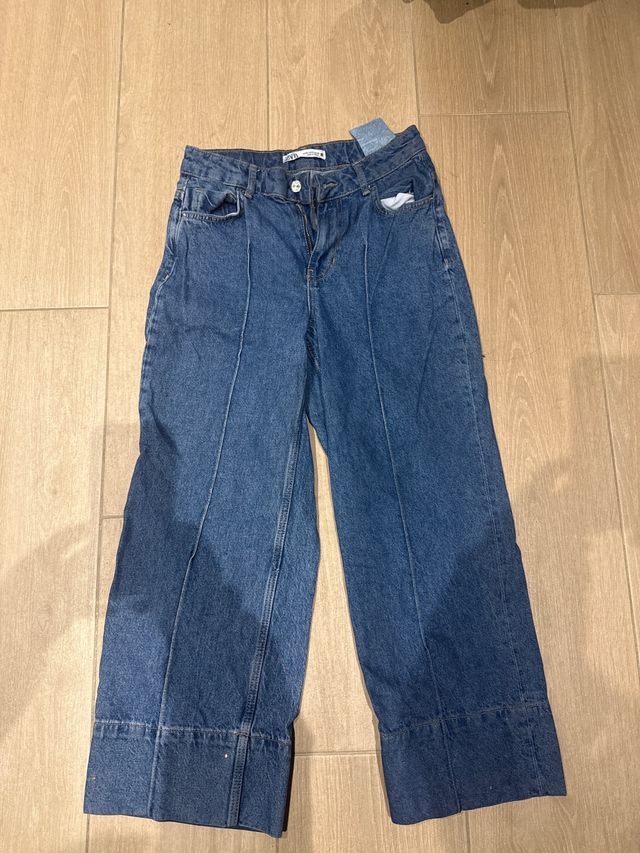 Pantalón Zara Wide Leg Azul