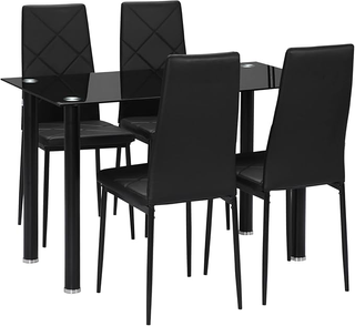 Set Tavolo da Pranzo con 4 Sedie, Tavolo Rettangol