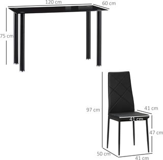 Set Tavolo da Pranzo con 4 Sedie, Tavolo Rettangol