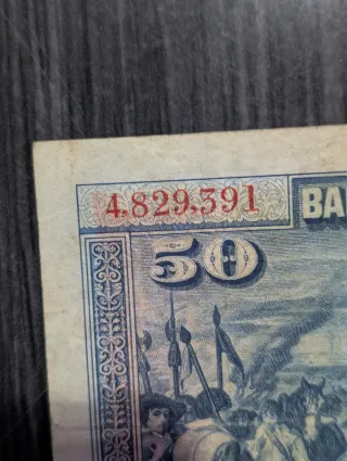 Billete sin serie 50 Pesetas Banco de España 1928