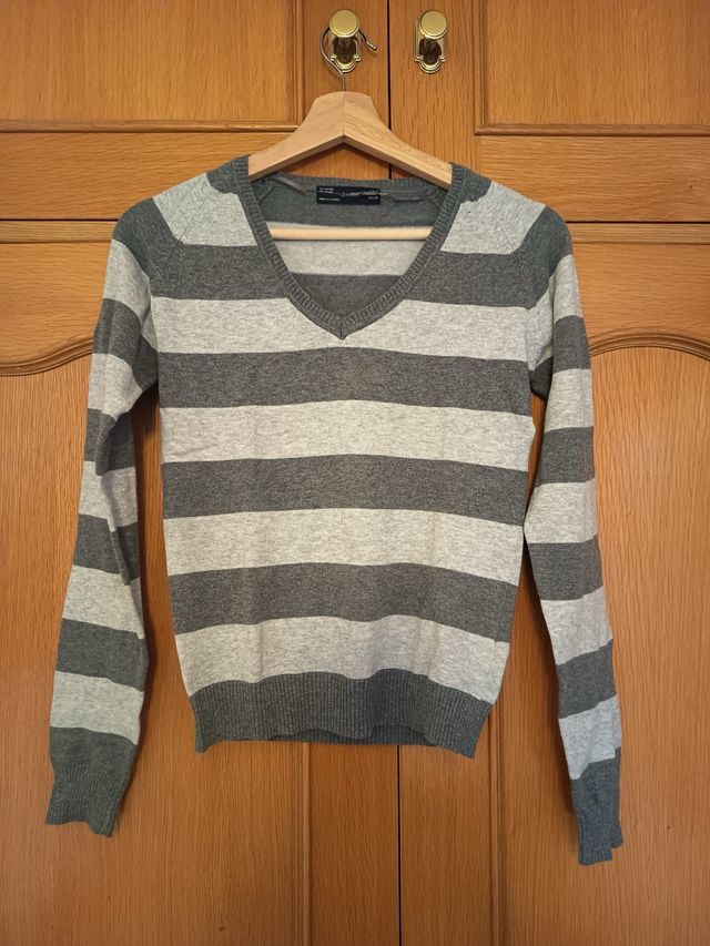 Jersey Zara Rayas Algodón Gris