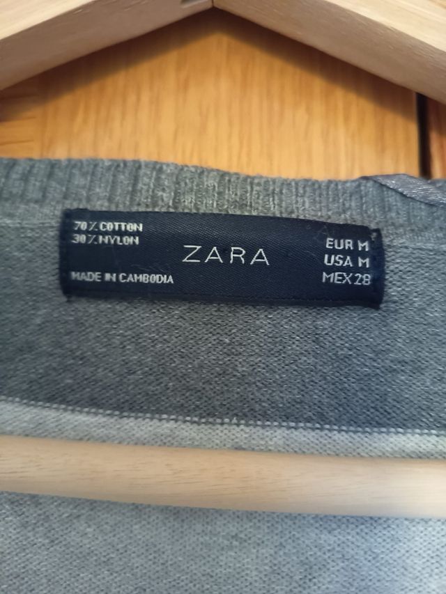 Jersey Zara Rayas Algodón Gris