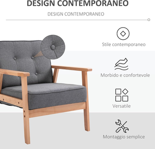 Poltrona Vintage Stile Scandinavo Morbida e Ammort