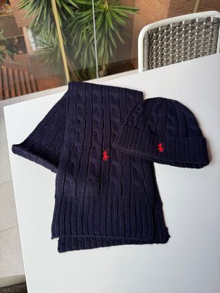 Gorra y bufanda Ralph Lauren azul