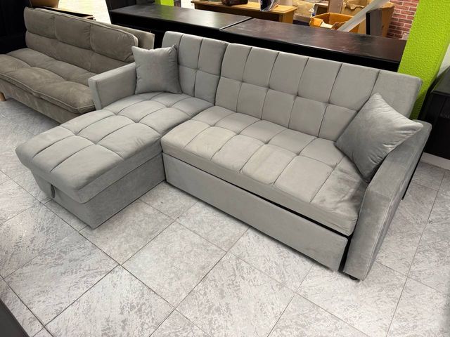 Sofá Kris. ¡Reclinable Total en Terciopelo Gris!