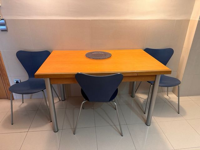 Mesa extensible con 6 sillas