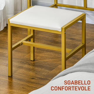 Toeletta Trucco con Specchio Illuminato e Sgabello