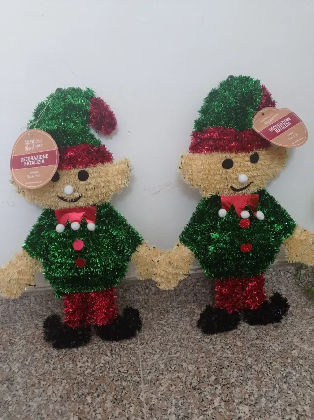 Coppia Gnomi Natalizi Decorazione 56 cm